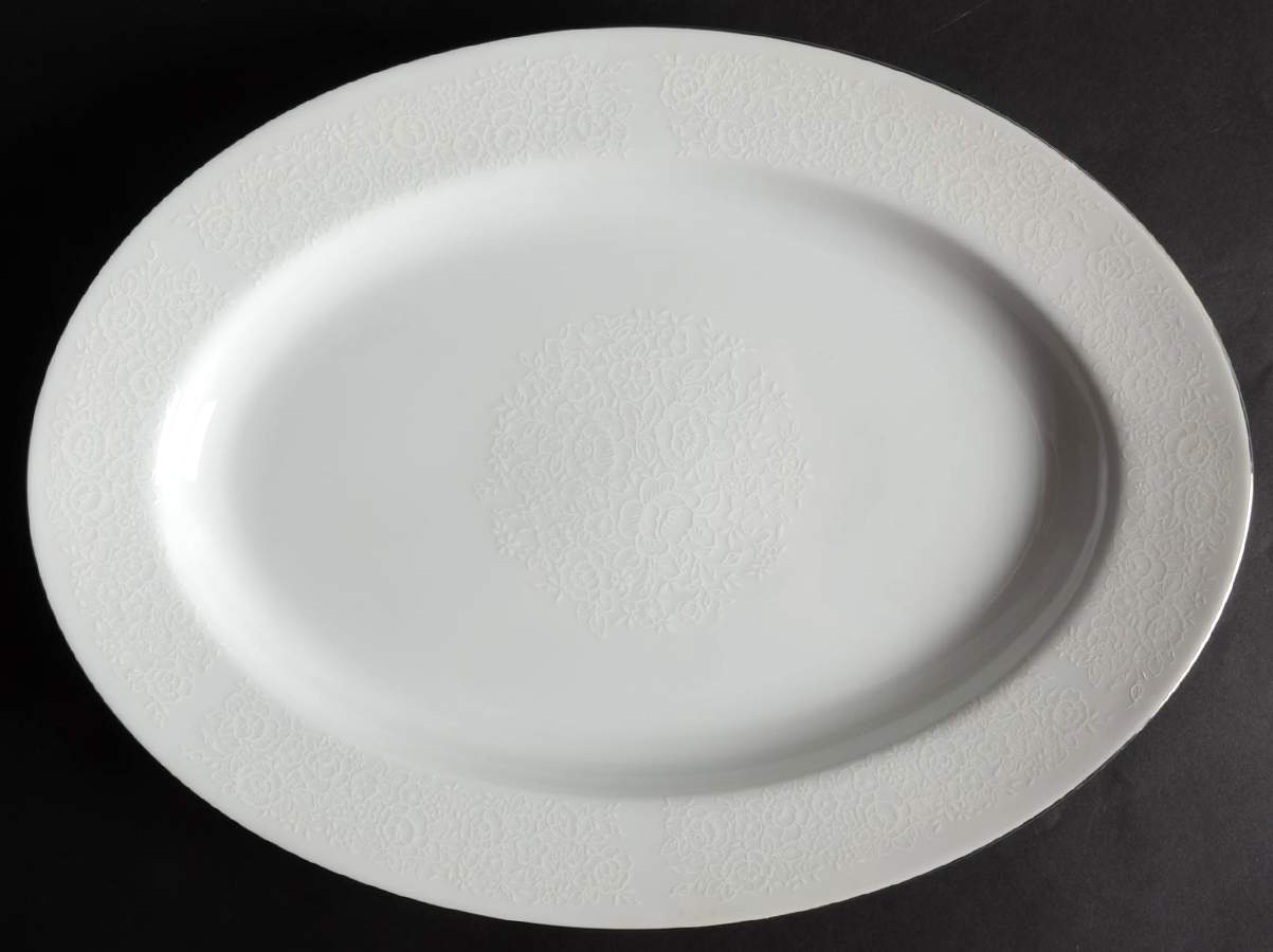 White Lace 14" Oval Serving Platter by Towne House-1