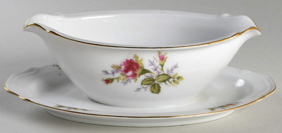 Moss Rose Gravy Boat with Attached Underplate by Thames-1