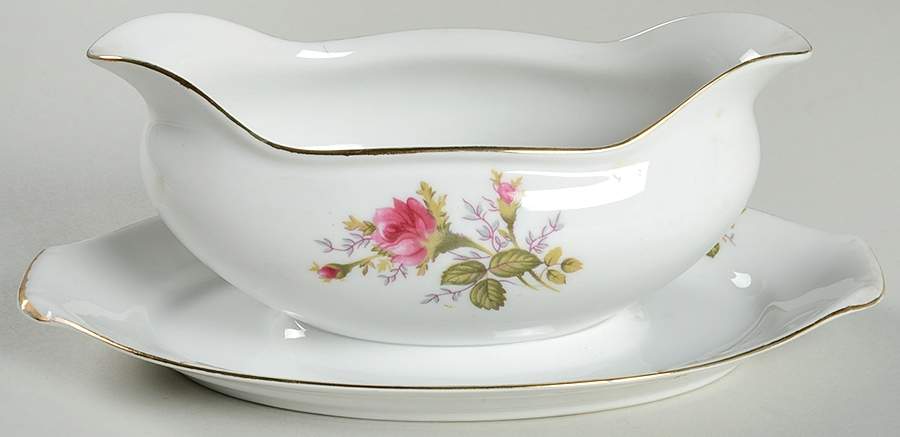 Moss Rose Gravy Boat with Attached Underplate by Thames-1