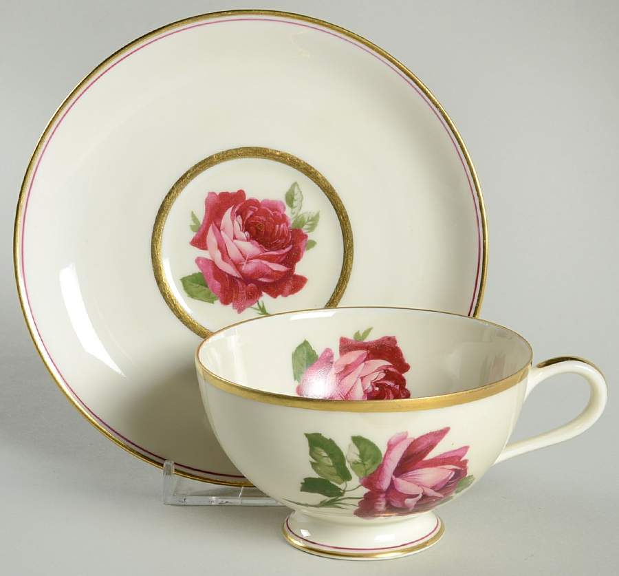 07360 (Cream Background) Footed Cup & Saucer Set by Thomas-1