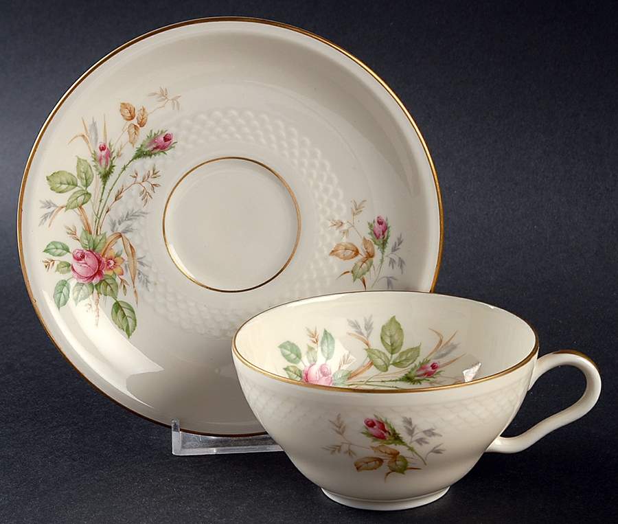07470 (Cream Background, Embossed) Flat Cup & Saucer Set by Thomas-1