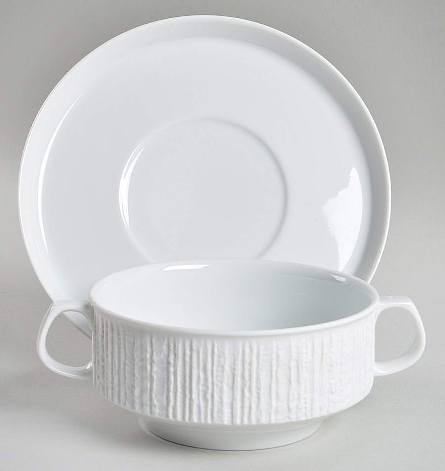 Arcta White Flat Cream Soup Bowl & Saucer Set by Thomas-1