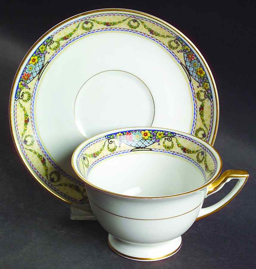 The Arlington (White Border & Center) Footed Cup & Saucer Set by Thomas-1