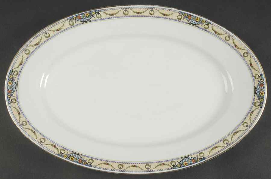 The Arlington (White Border & Center) 15" Oval Serving Platter by Thomas-1