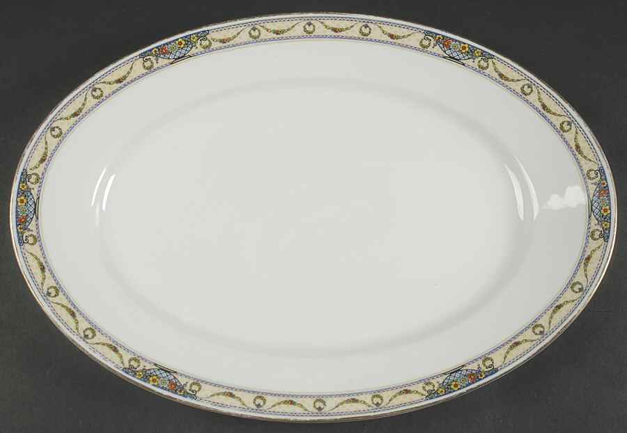 The Arlington (White Border & Center) 16" Oval Serving Platter by Thomas-1
