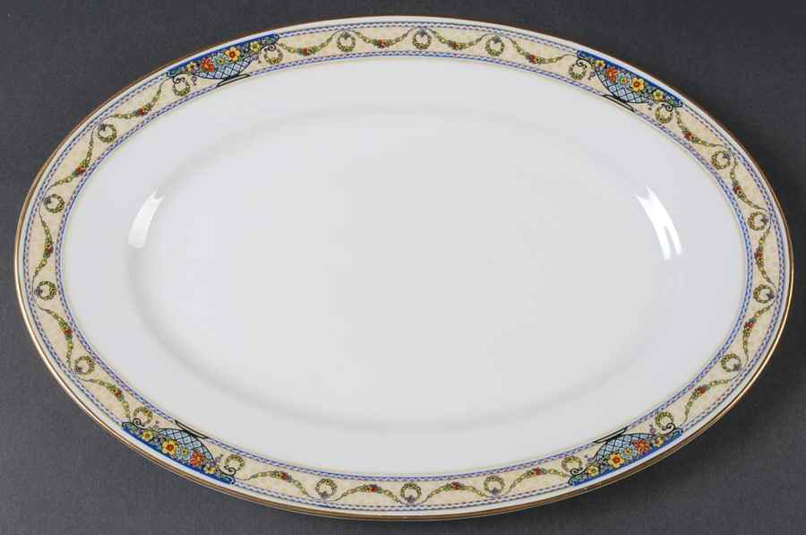 The Arlington (White Border & Center) 12" Oval Serving Platter by Thomas-1