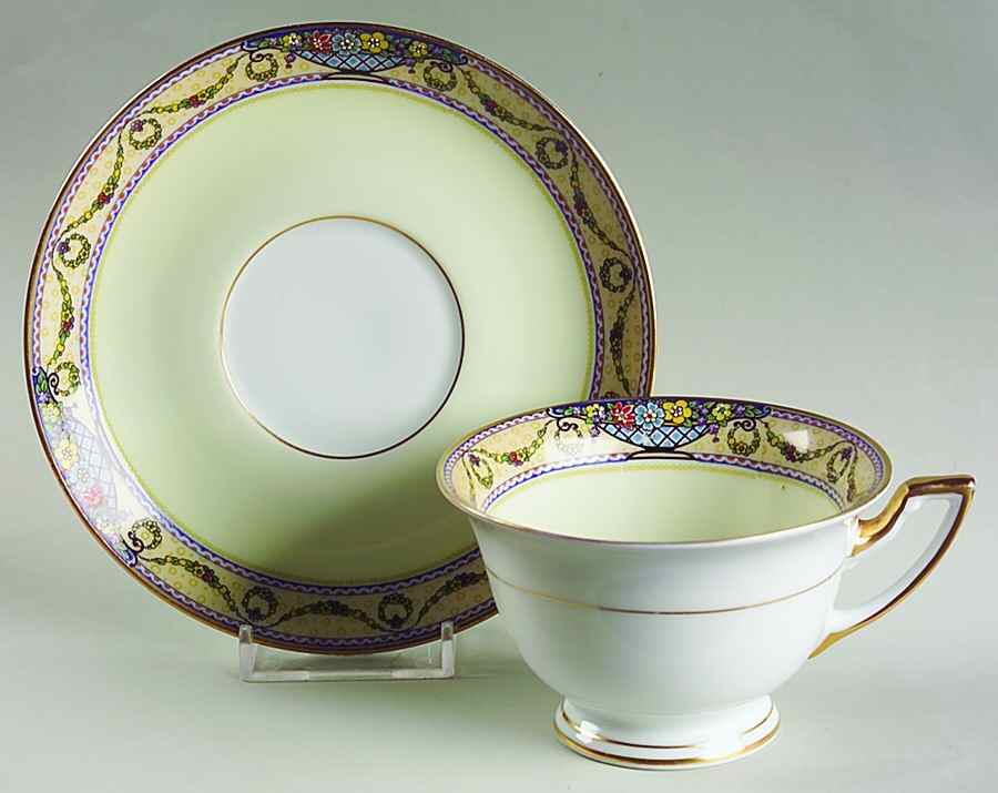 The Arlington (White Cream Border) Footed Cup & Saucer Set by Thomas-1