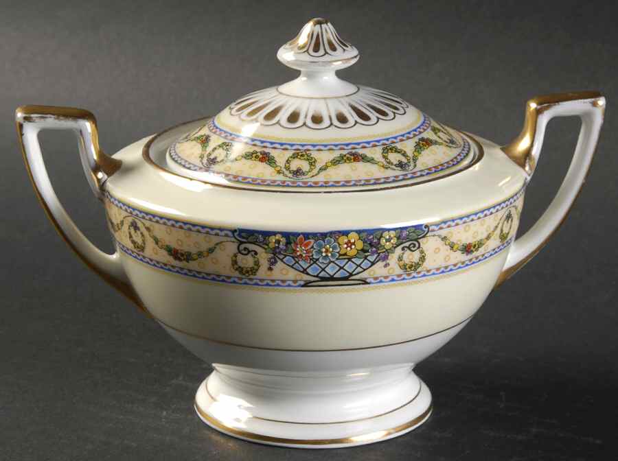 The Arlington (White Cream Border) Sugar Bowl & Lid by Thomas-1