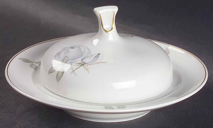 Blue Rose (Gold Trim) Round Covered Butter by Thomas-1