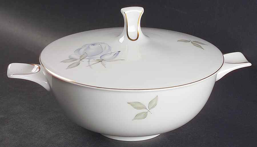 Blue Rose (Gold Trim) Round Covered Vegetable by Thomas-1