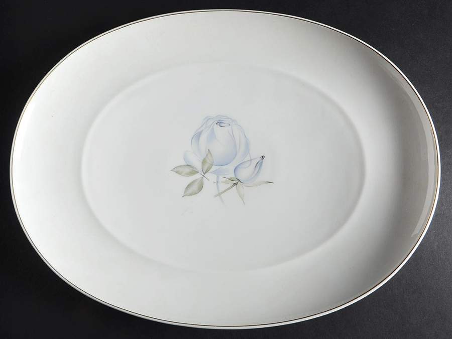 Blue Rose (Gold Trim) 14" Oval Serving Platter by Thomas-1