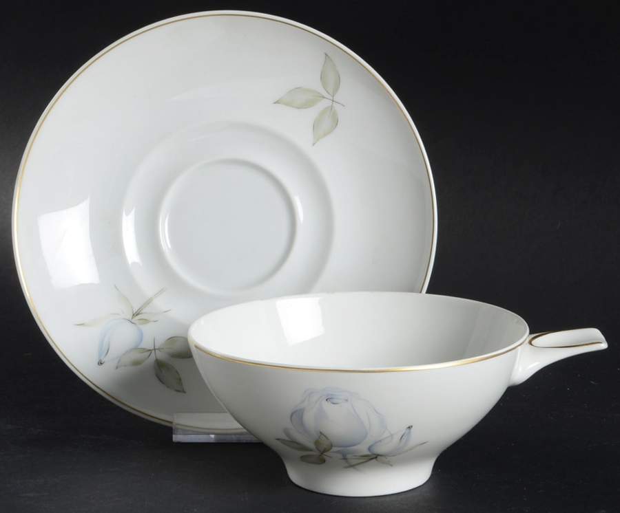 Blue Rose (Gold Trim) Flat Cream Soup Bowl & Saucer Set by Thomas-1
