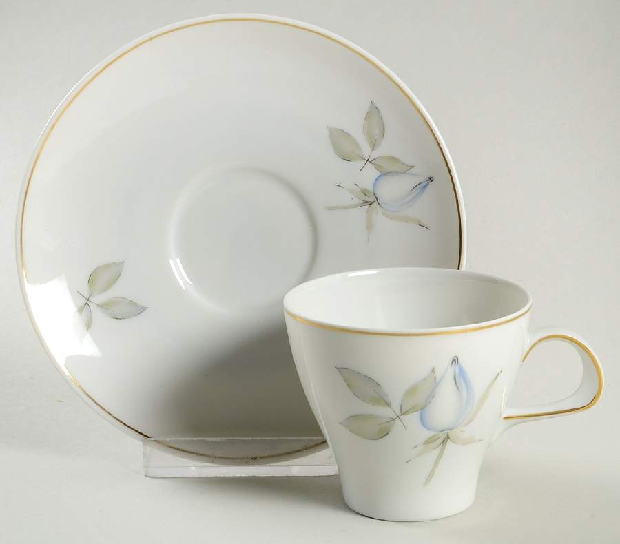 Blue Rose (Gold Trim) Flat Demitasse Cup & Saucer Set by Thomas-1