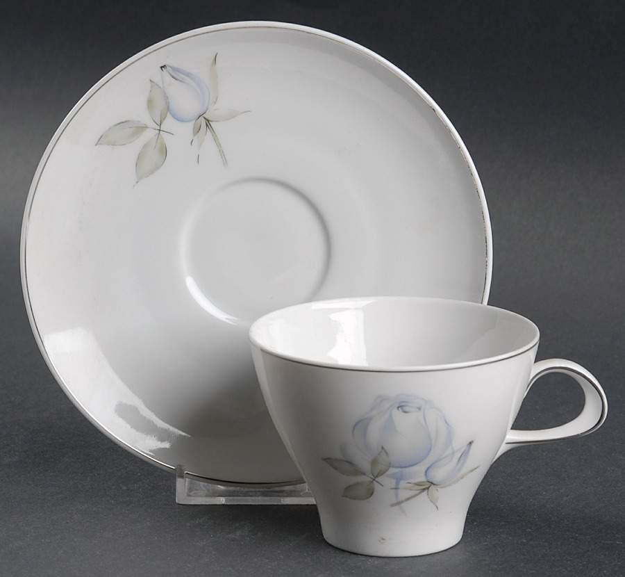 Blue Rose (Platinum) Flat Cup & Saucer Set by Thomas-1