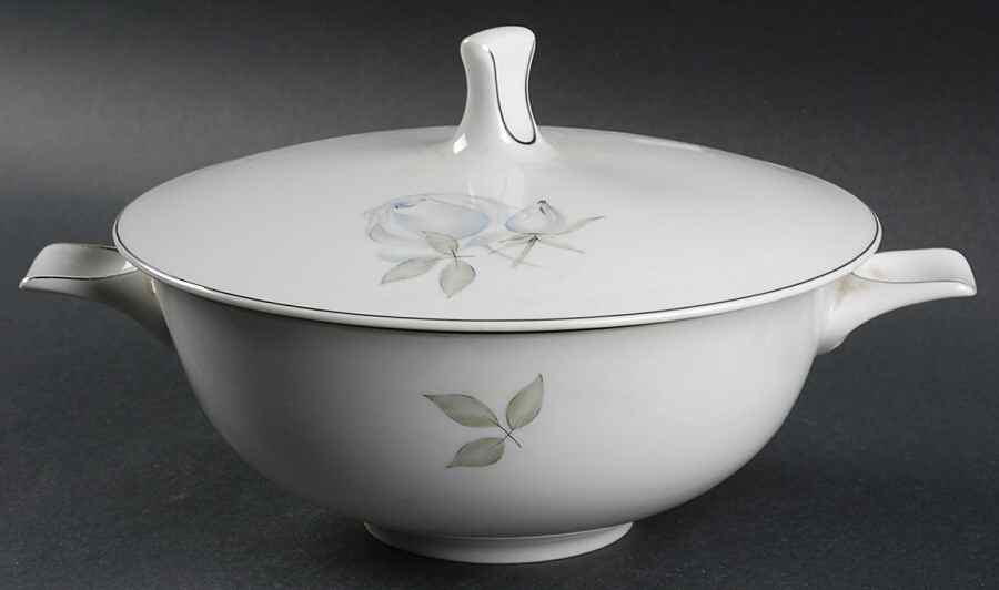 Blue Rose (Platinum) Round Covered Vegetable by Thomas-1