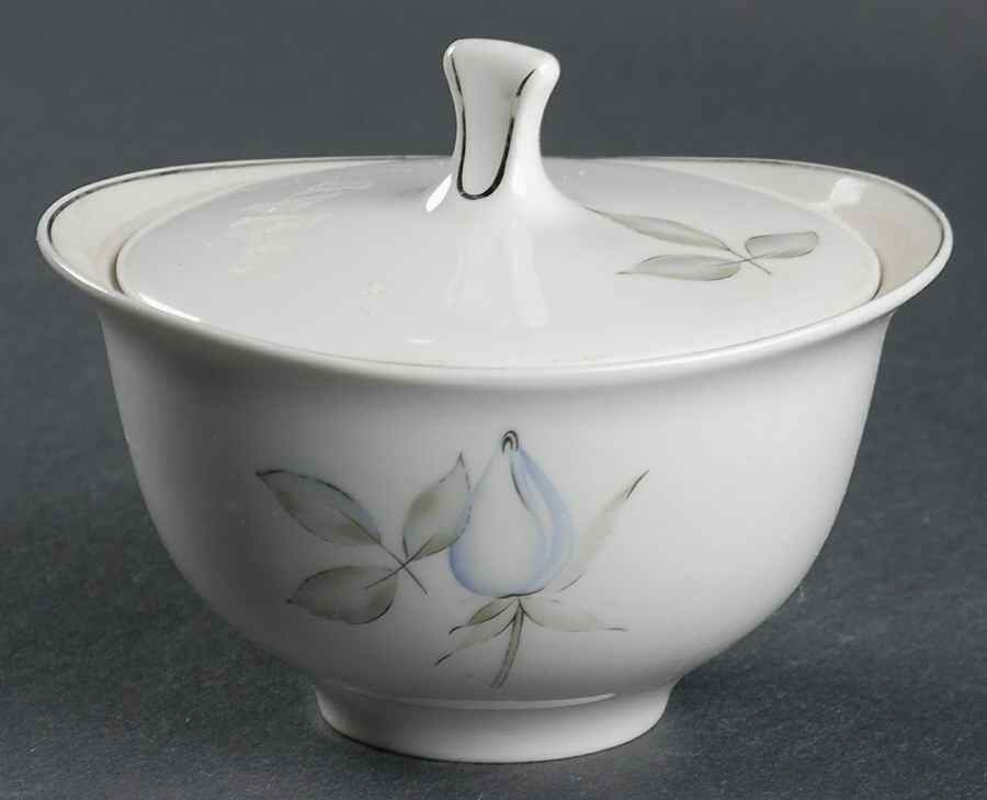 Blue Rose (Platinum) Sugar Bowl & Lid by Thomas-1