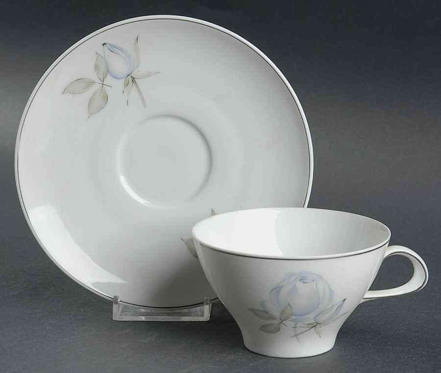 Blue Rose (Platinum) Flat Cup & Saucer Set by Thomas-1