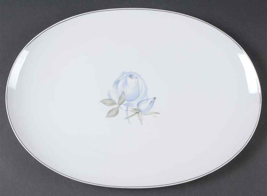 Blue Rose (Platinum) 15" Oval Serving Platter by Thomas-1