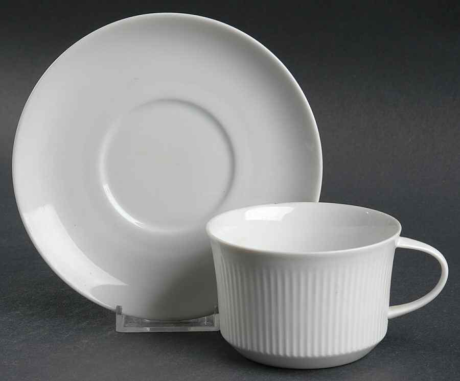 Brazilia White Flat Cup & Saucer Set by Thomas-1