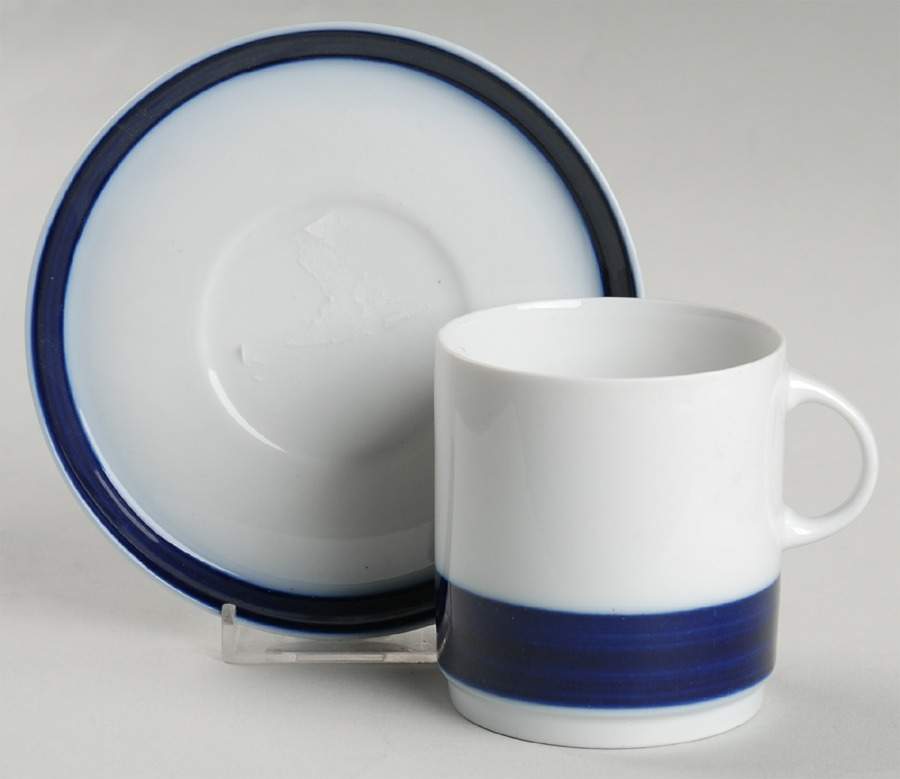 Brushed Cobalt Flat Cup & Saucer Set by Thomas-1