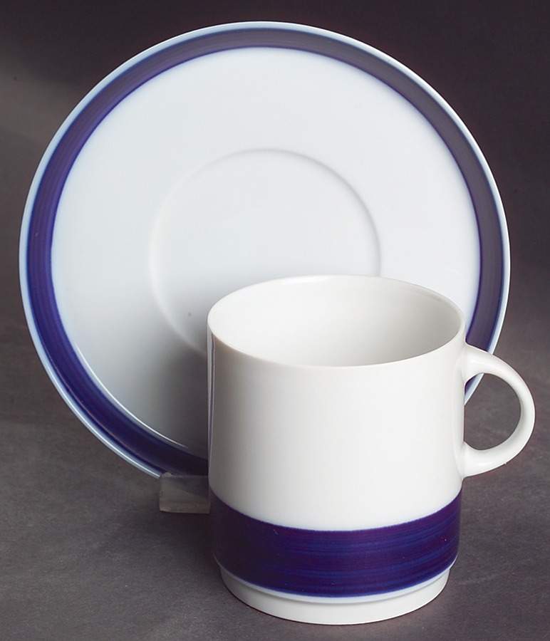 Brushed Cobalt Flat Cup & Saucer Set by Thomas-1