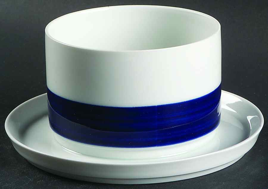 Brushed Cobalt Gravy Boat with Attached Underplate by Thomas-1