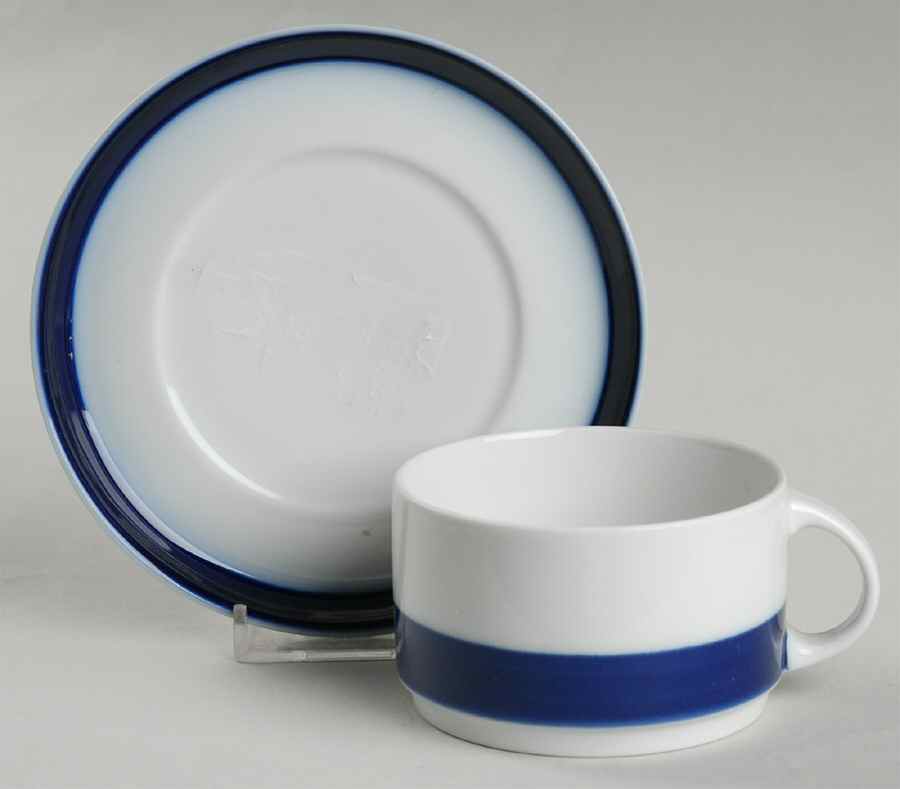 Brushed Cobalt Flat Cup & Saucer Set by Thomas-1
