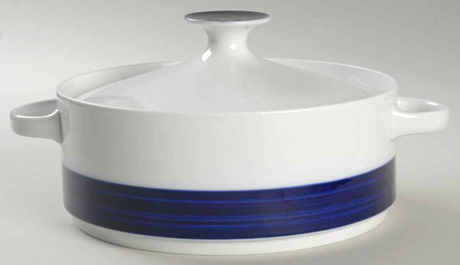 Brushed Cobalt Round Covered Vegetable by Thomas-1