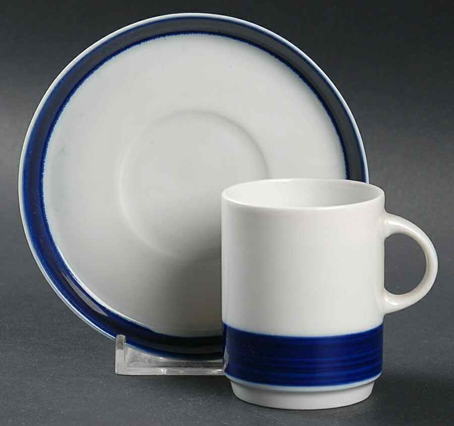 Brushed Cobalt Flat Demitasse Cup & Saucer Set by Thomas-1