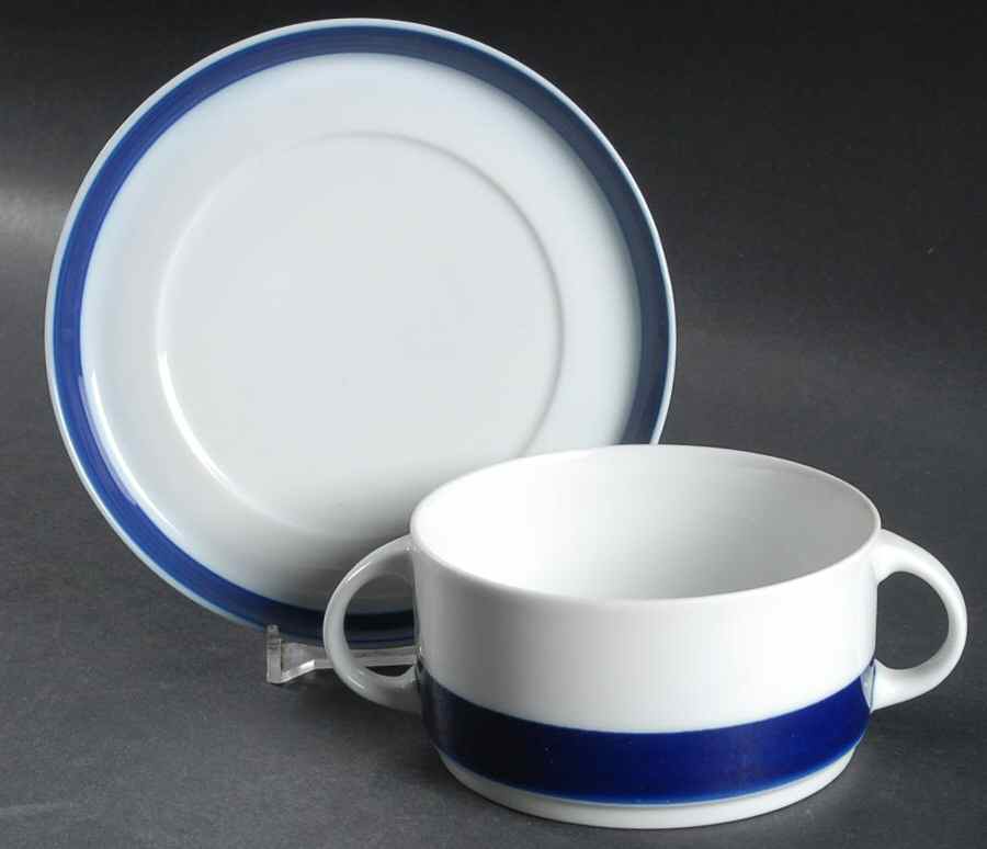 Brushed Cobalt Flat Cream Soup Bowl & Saucer Set by Thomas-1