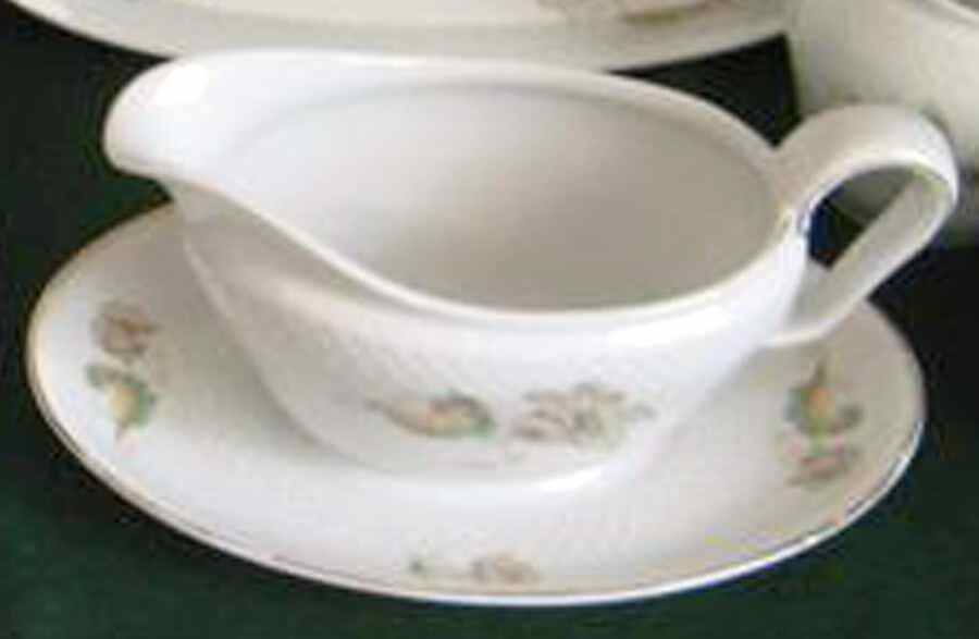 Charmont (Embossed Rim) Gravy Boat with Attached Underplate by Thomas-1