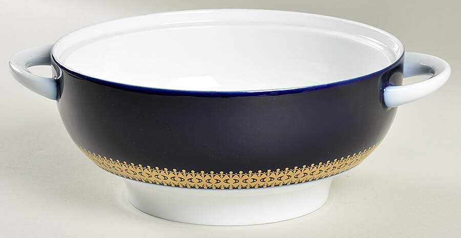 Cobalt Gold Round Vegetable No Lid by Thomas-1