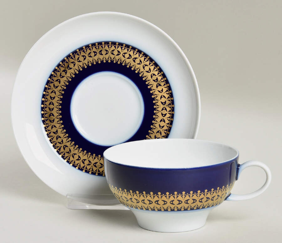 Cobalt Gold Flat Cup & Saucer Set by Thomas-1