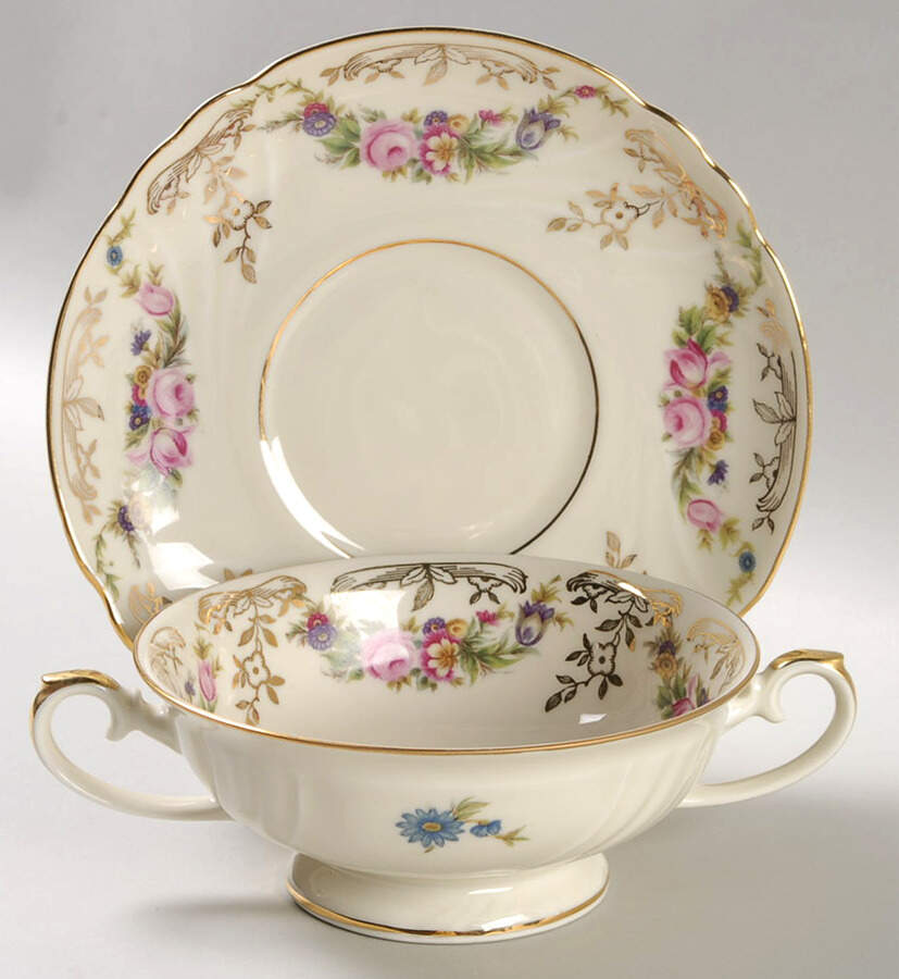 Dusebury Footed Cream Soup Bowl & Saucer Set by Thomas-1