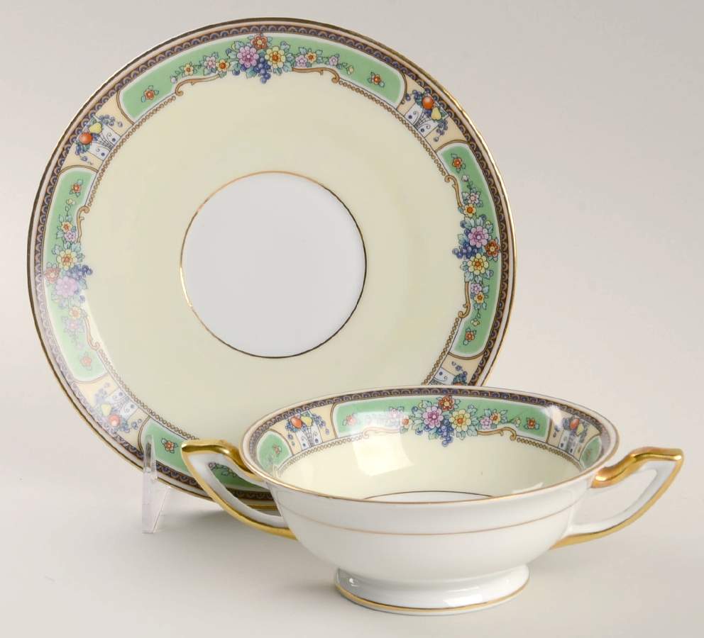 Emerald Footed Cream Soup Bowl & Saucer Set by Thomas-1