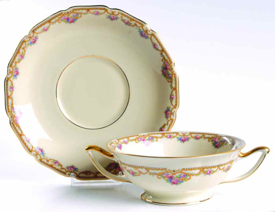 Eugenia Footed Cream Soup Bowl & Saucer Set by Thomas-1