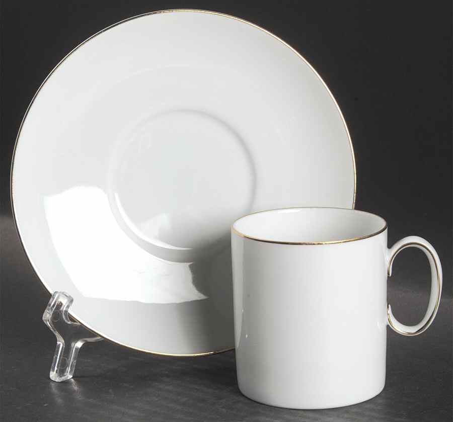 Gold Band (Coupe) Flat Demitasse Cup & Saucer Set by Thomas-1