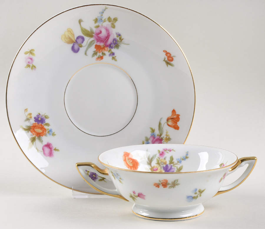 Lakewood Footed Cream Soup Bowl & Saucer Set by Thomas-1