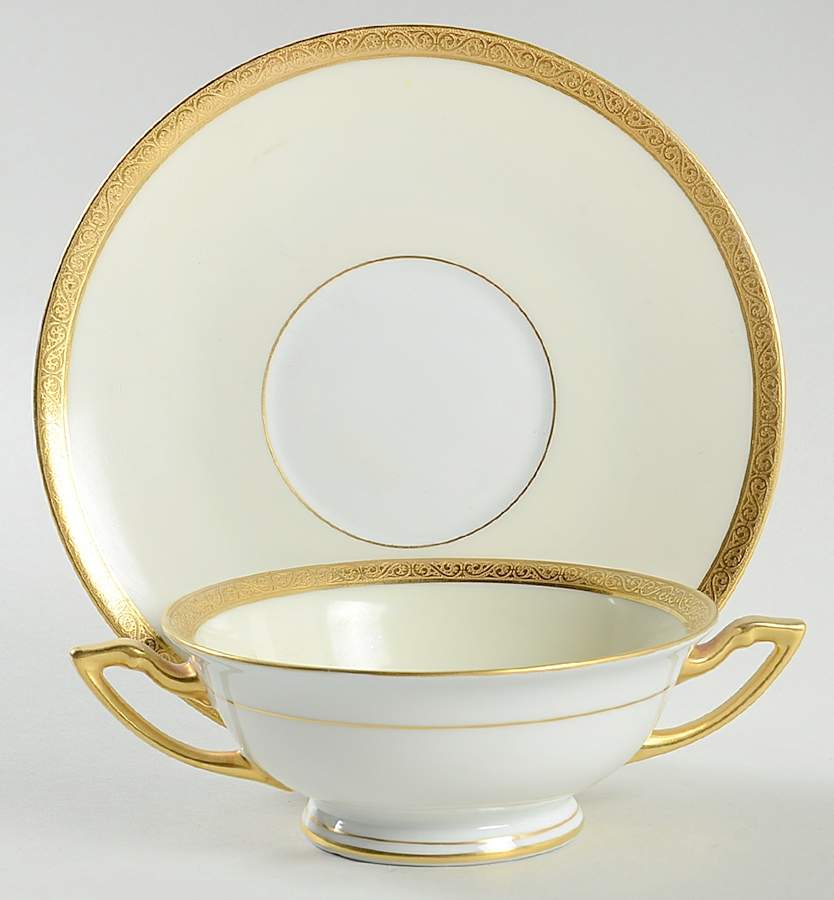 Marquise Footed Cream Soup Bowl & Saucer Set by Thomas-1