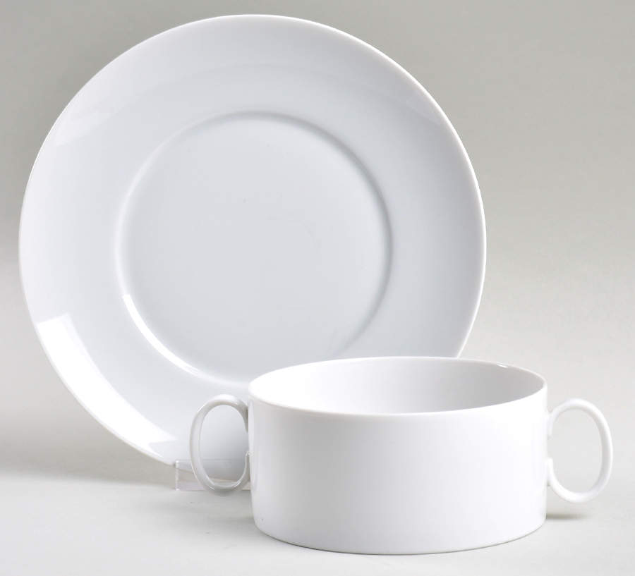 Medaillon White Flat Cream Soup Bowl & Saucer Set by Thomas-1