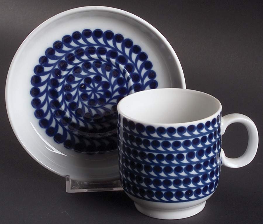 Mermaid (Cobalt Blue & White) Flat Cup & Saucer Set by Thomas-1