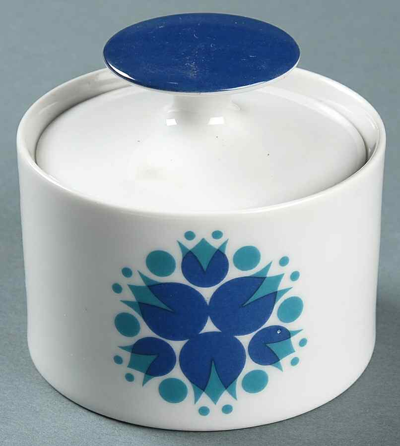 Pinwheel Blue Sugar Bowl & Lid by Thomas-1