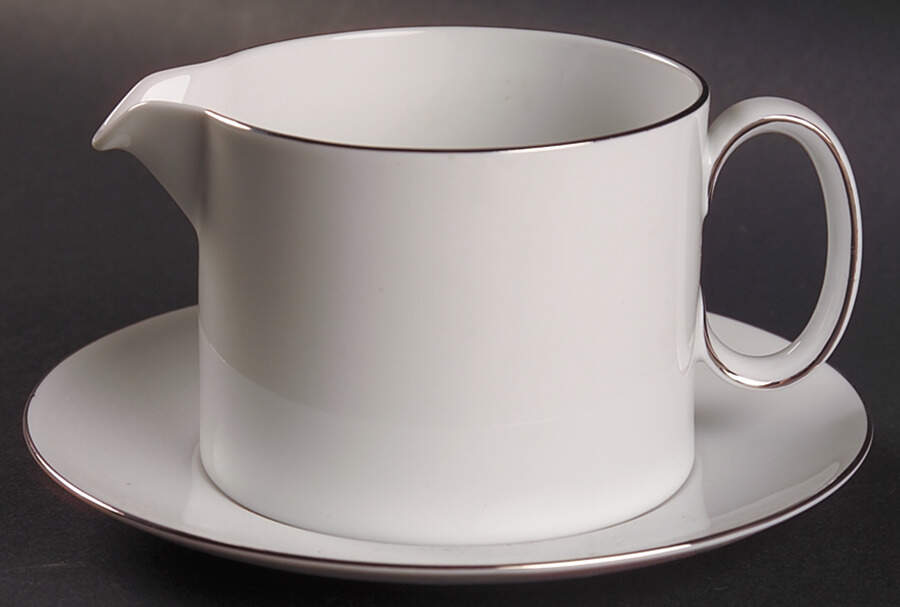 PLATINUM BAND (COUPE) Gravy Boat & Underplate by Thomas-1