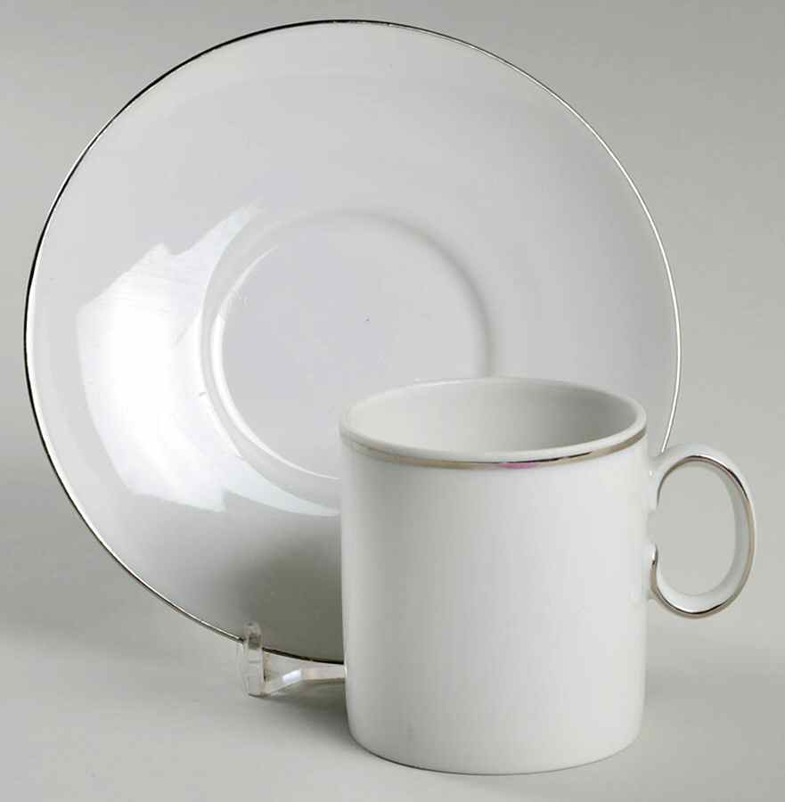 PLATINUM BAND (COUPE) Flat Demitasse Cup & Saucer Set by Thomas-1