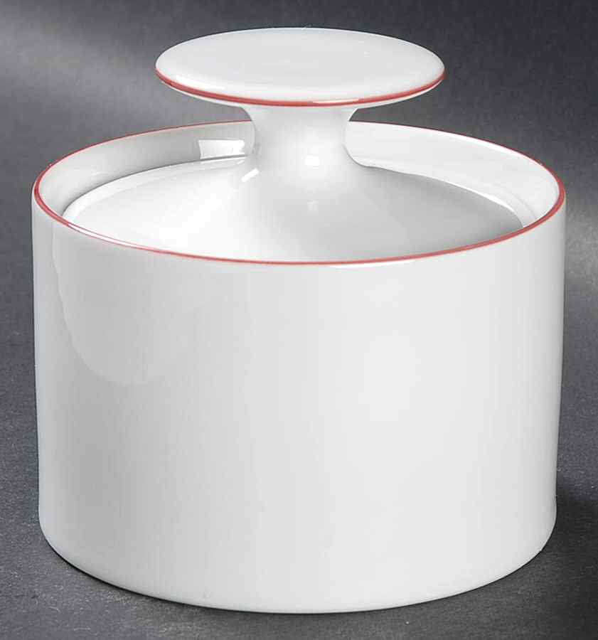 Red Trim Sugar Bowl & Lid by Thomas-1