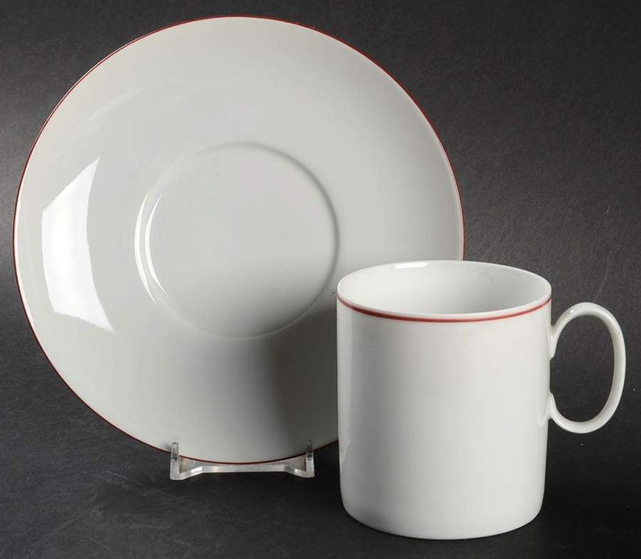Red Trim Flat Cup & Saucer Set by Thomas-1