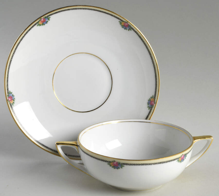 Rose Point Flat Cream Soup Bowl & Saucer Set by Thomas-1