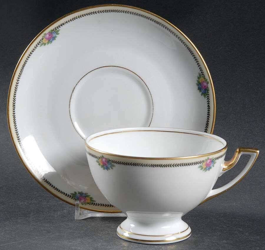 Rose Point Footed Cup & Saucer Set by Thomas-1