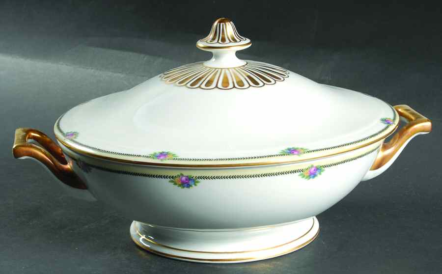 Rose Point Round Covered Vegetable by Thomas-1