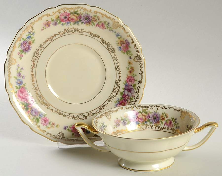 Rosedale Footed Cream Soup Bowl & Saucer Set by Thomas-1